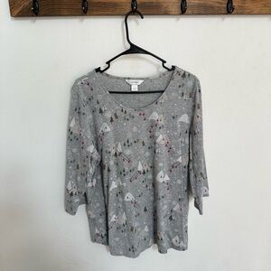 Chi Banks Gray Winter Patterned Top